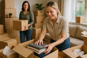 women packing moving moxes