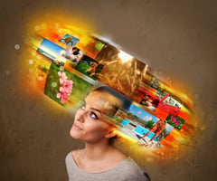 woman with clutter in her head