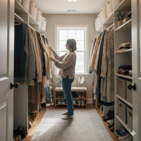 woman organizing her closet